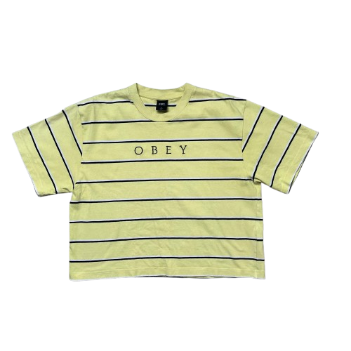 OBEY CROPPED STRIPED TEE (L)