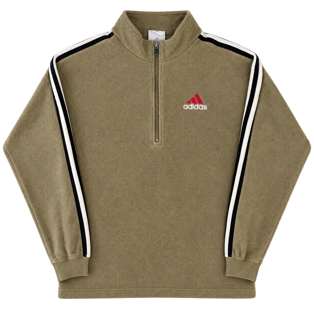 ADIDAS SMALL LOGO QUARTER ZIP FLEECE SWEATER (XL)