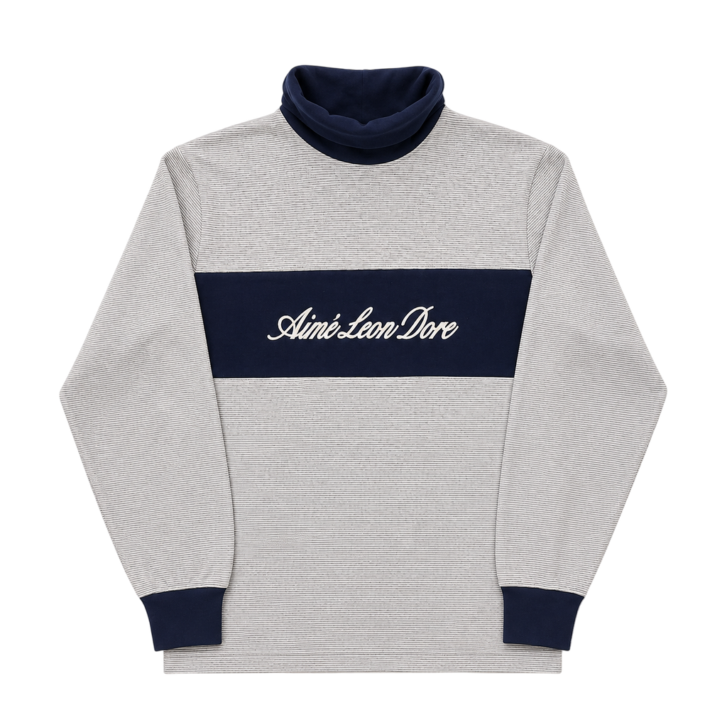 AIME LEON DORE JERSEY STRIPED TURTLENECK SWEATER (L)