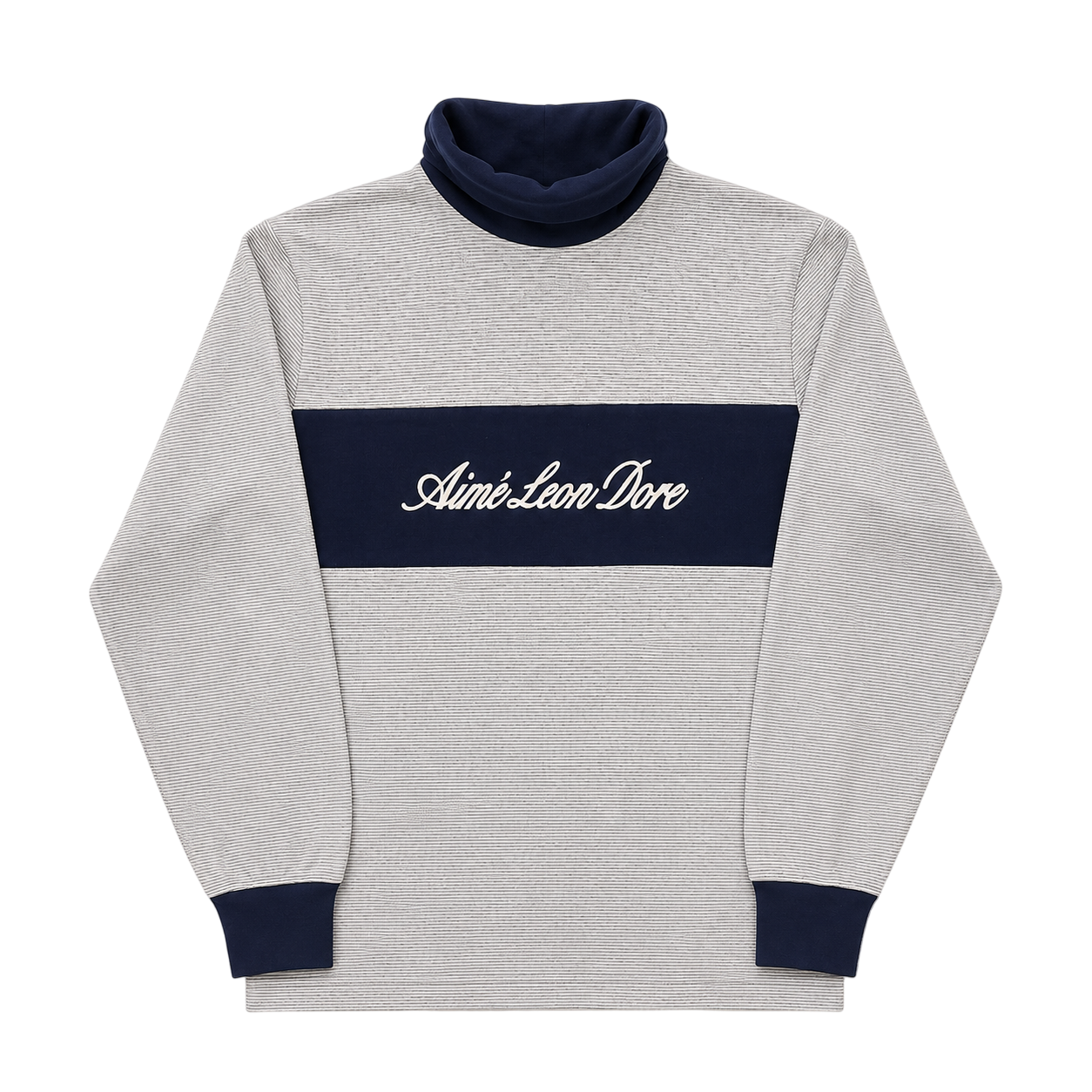 AIME LEON DORE JERSEY STRIPED TURTLENECK SWEATER (L)