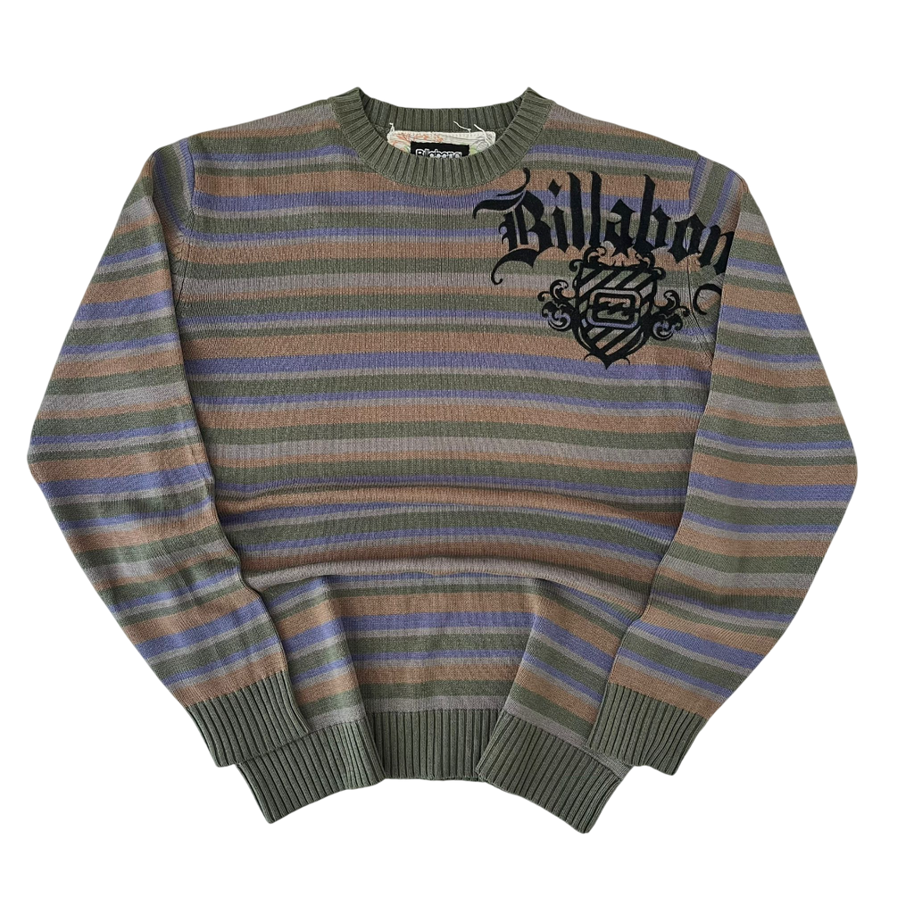 BILLABONG STRIPED BIG LOGO KNIT SWEATER (S)