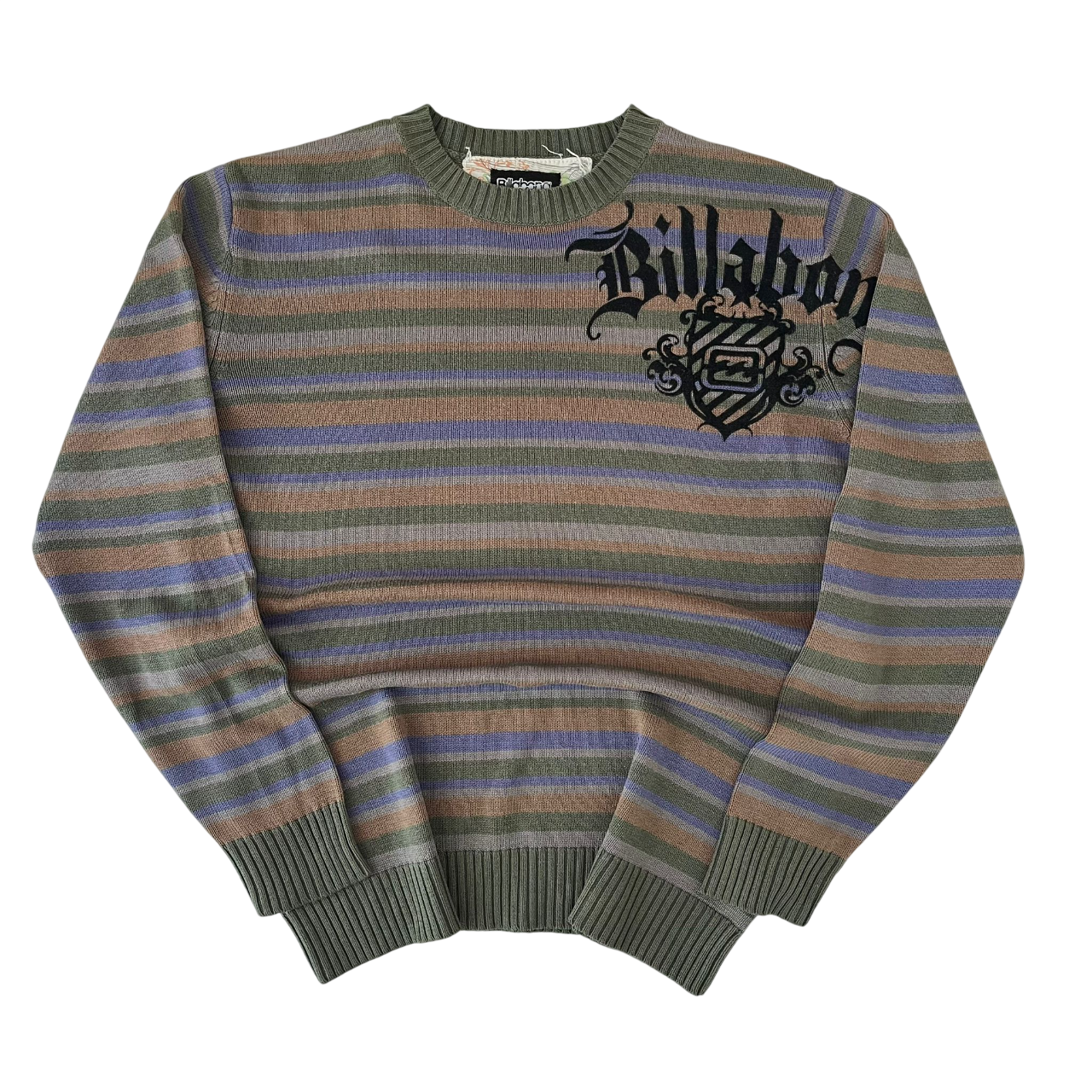 BILLABONG STRIPED BIG LOGO KNIT SWEATER (S)