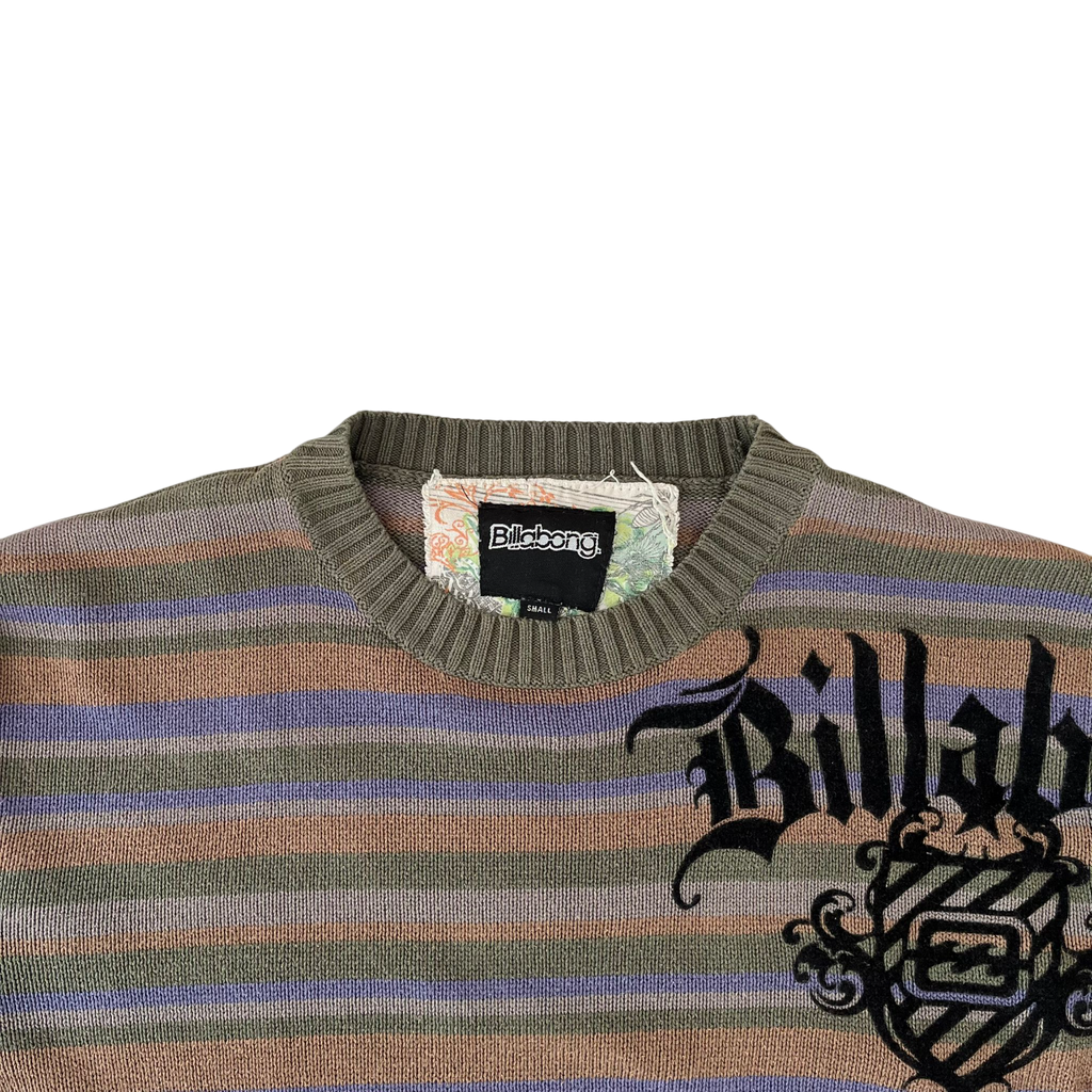 BILLABONG STRIPED BIG LOGO KNIT SWEATER (S)