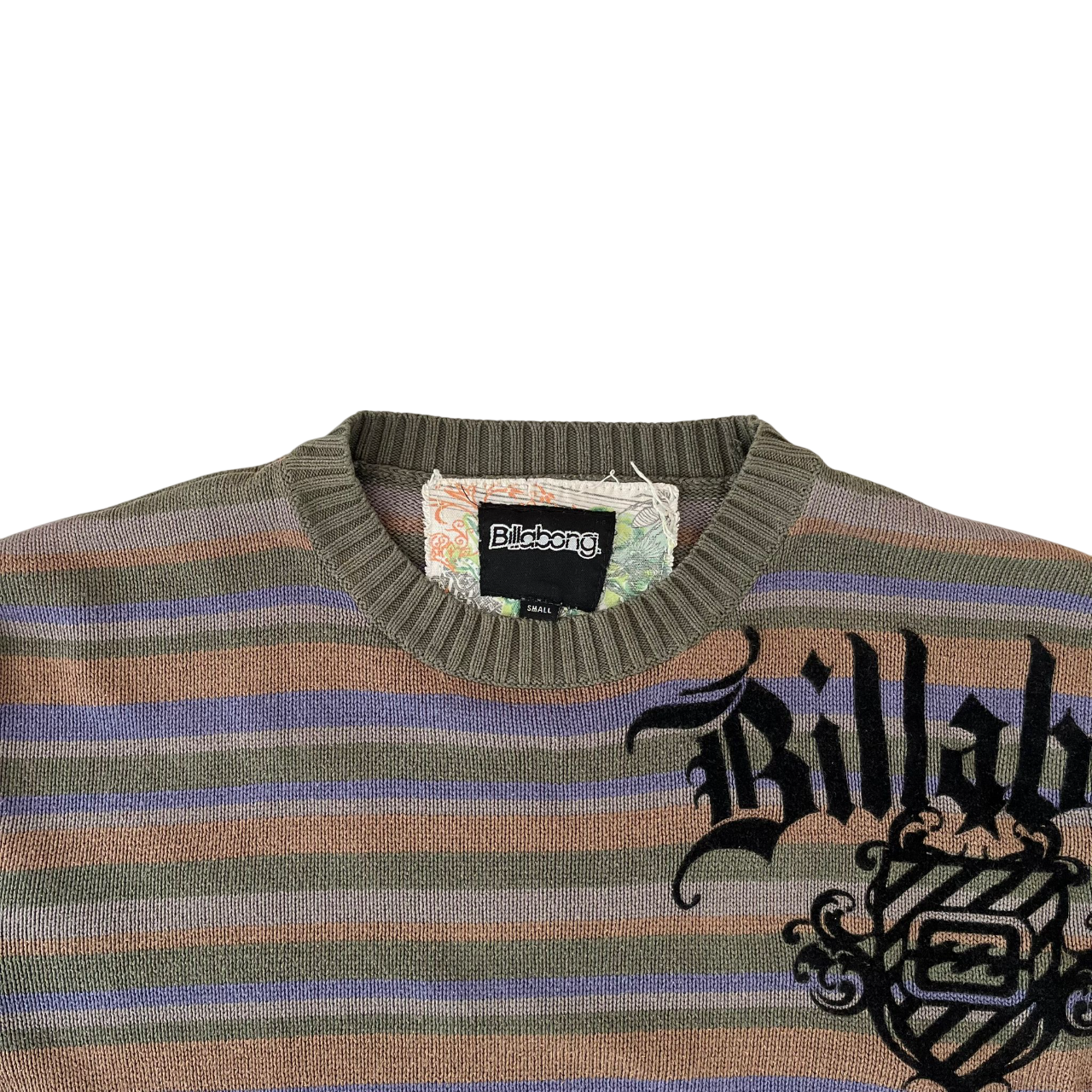 BILLABONG STRIPED BIG LOGO KNIT SWEATER (S)