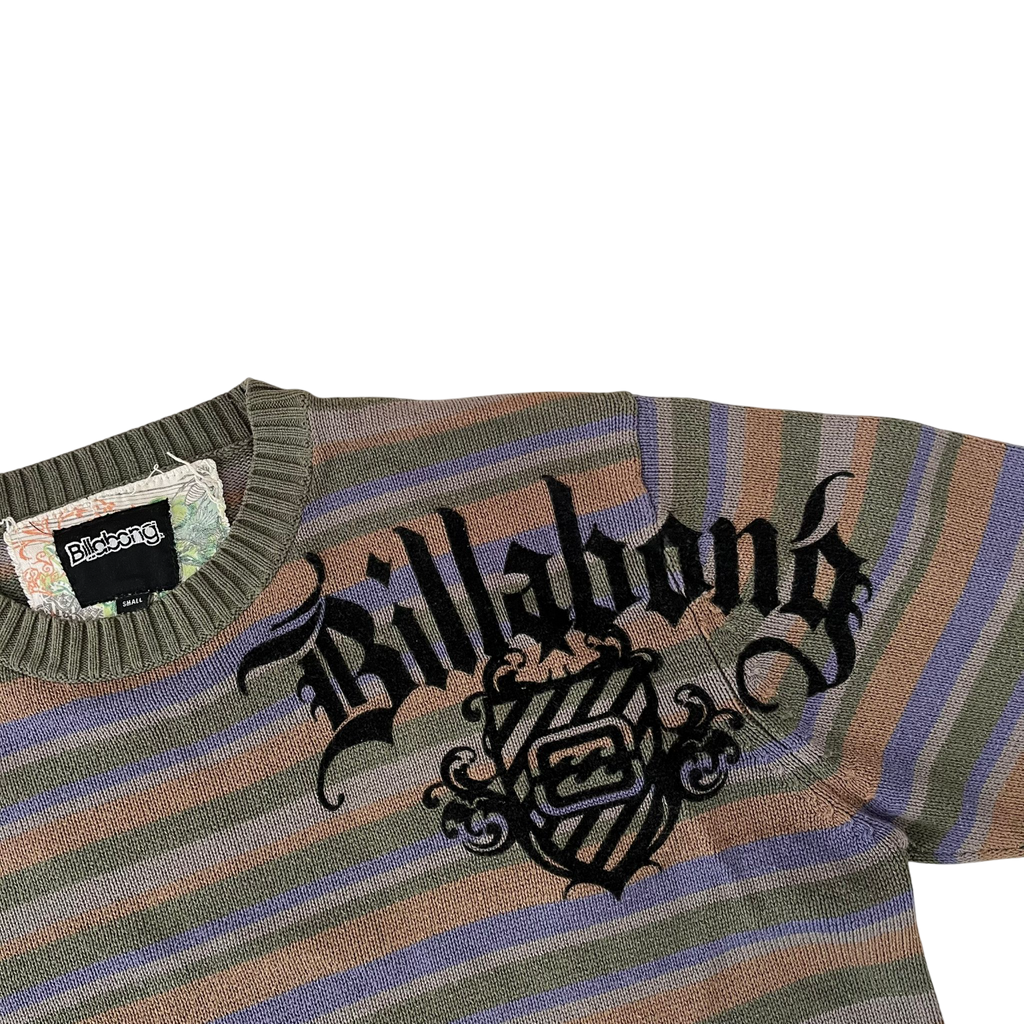BILLABONG STRIPED BIG LOGO KNIT SWEATER (S)