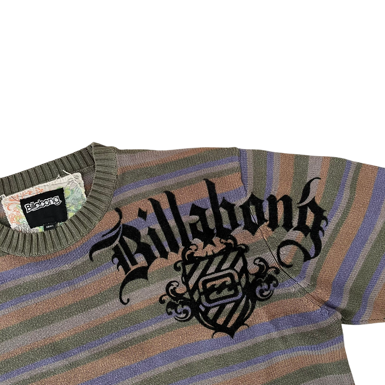 BILLABONG STRIPED BIG LOGO KNIT SWEATER (S)