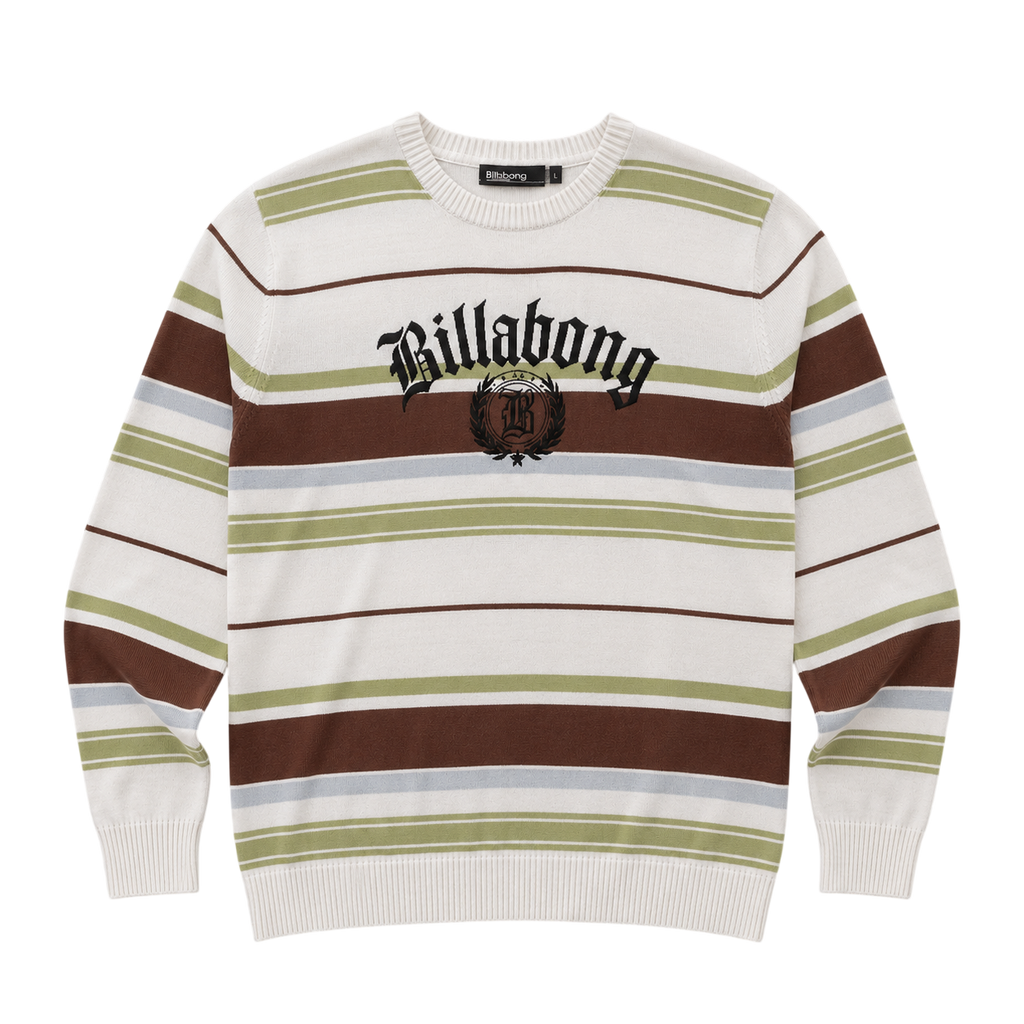 BILLABONG STRIPED BIG LOGO KNIT SWEATER (L)