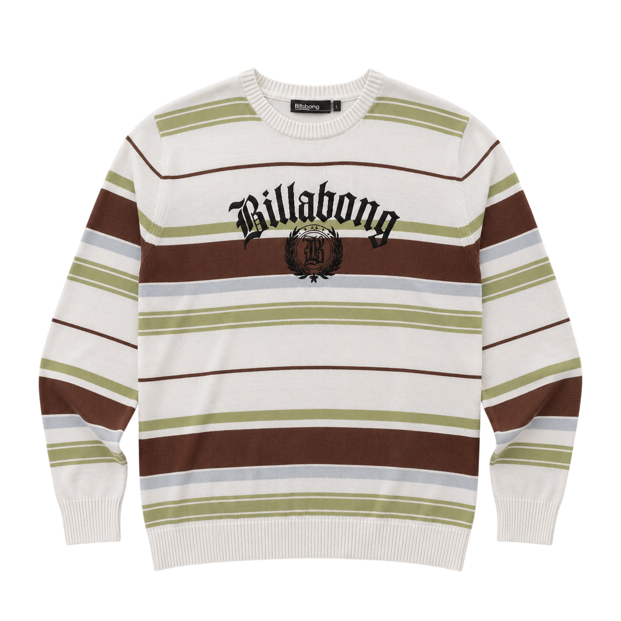 BILLABONG STRIPED BIG LOGO KNIT SWEATER (L)