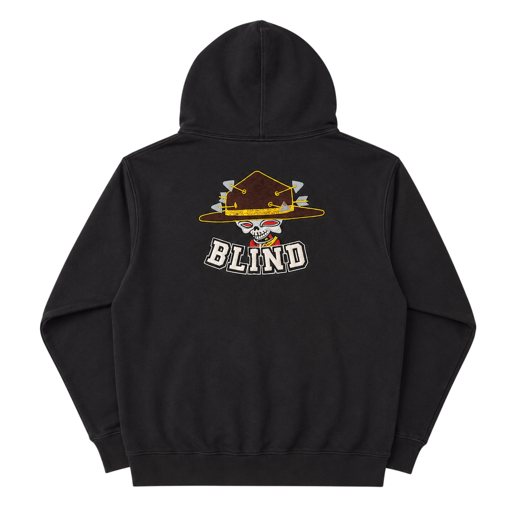 BLIND SKATEBOARDS GRAPHIC EMBROIDERED ZIP UP HOODIE (L)
