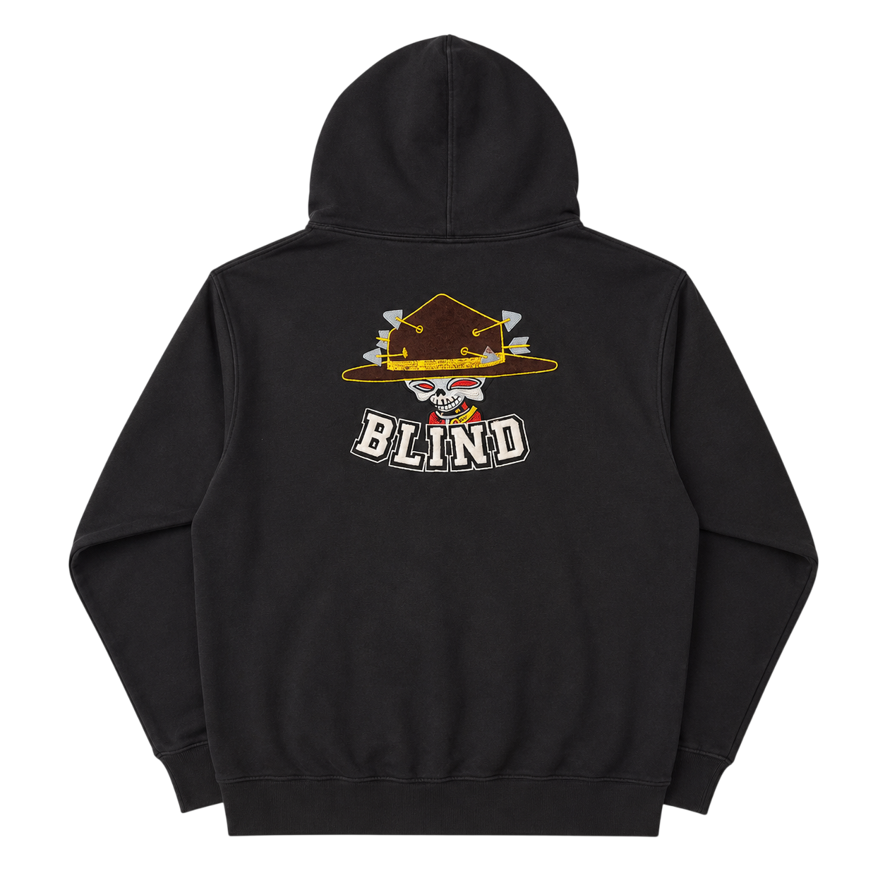 BLIND SKATEBOARDS GRAPHIC EMBROIDERED ZIP UP HOODIE (L)