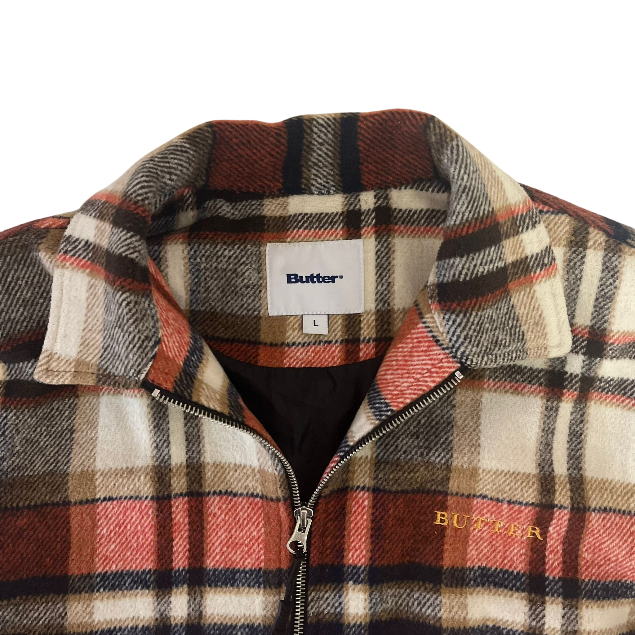 BUTTER GOODS FLANNEL ZIP POLO JACKET (L)