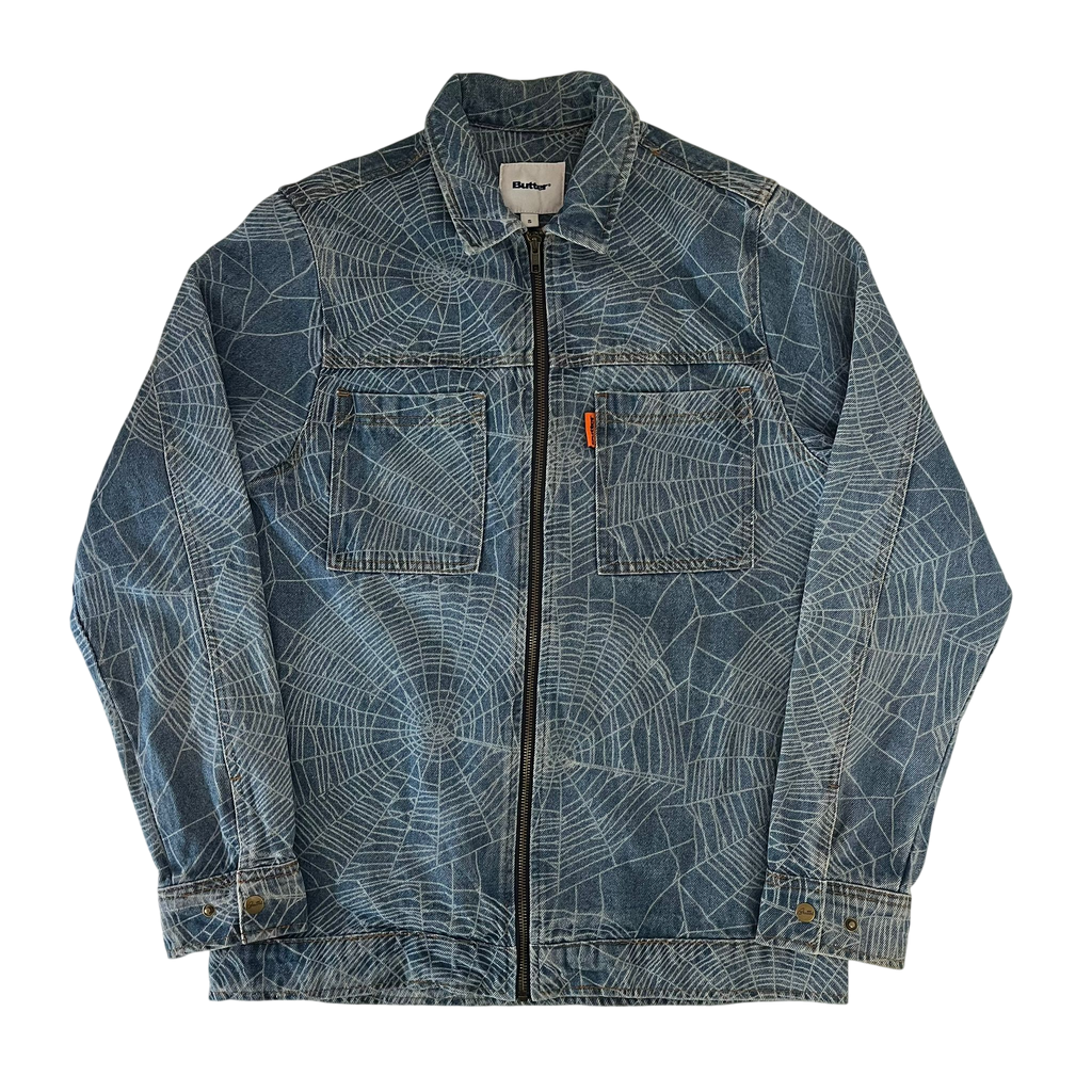 BUTTER GOODS SPIDERWEB DENIM JACKET (S)