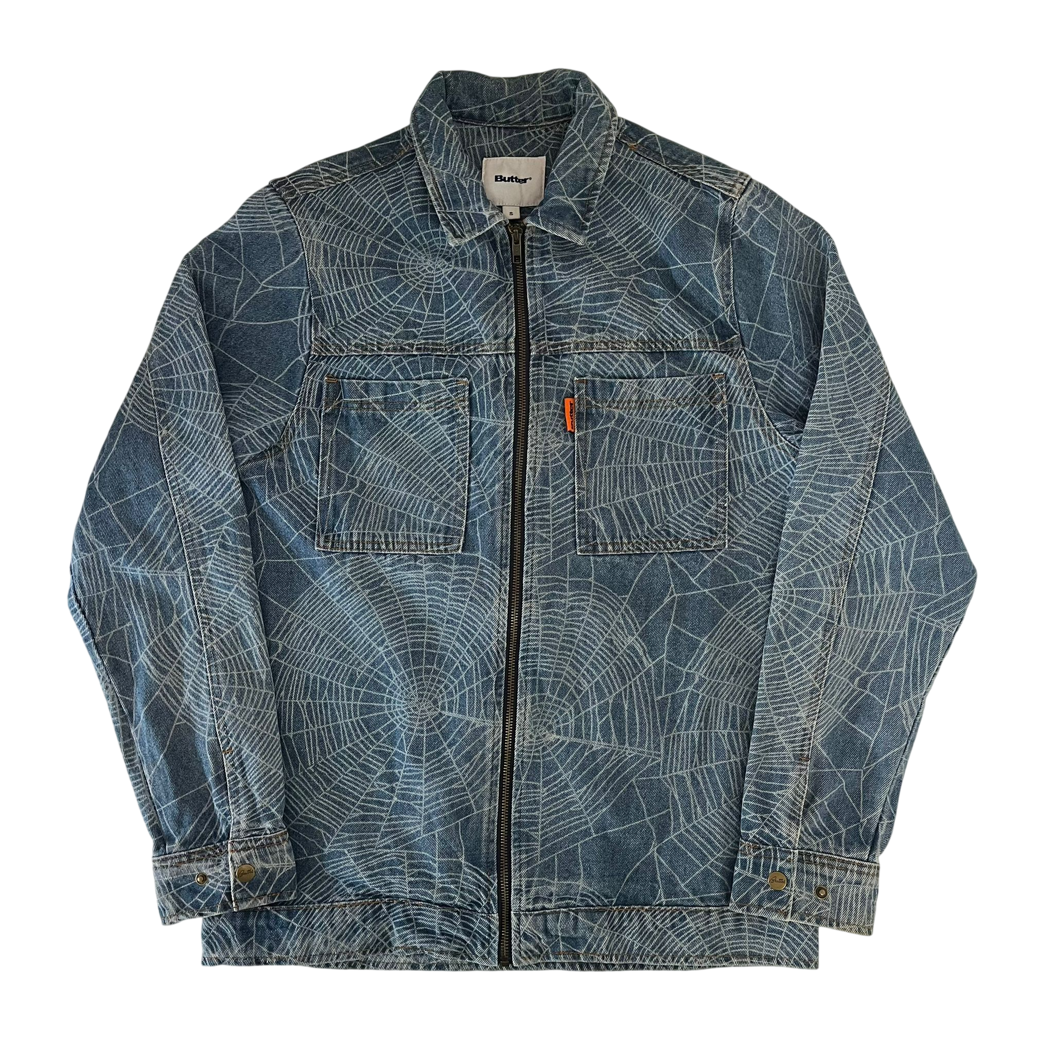 BUTTER GOODS SPIDERWEB DENIM JACKET (S)