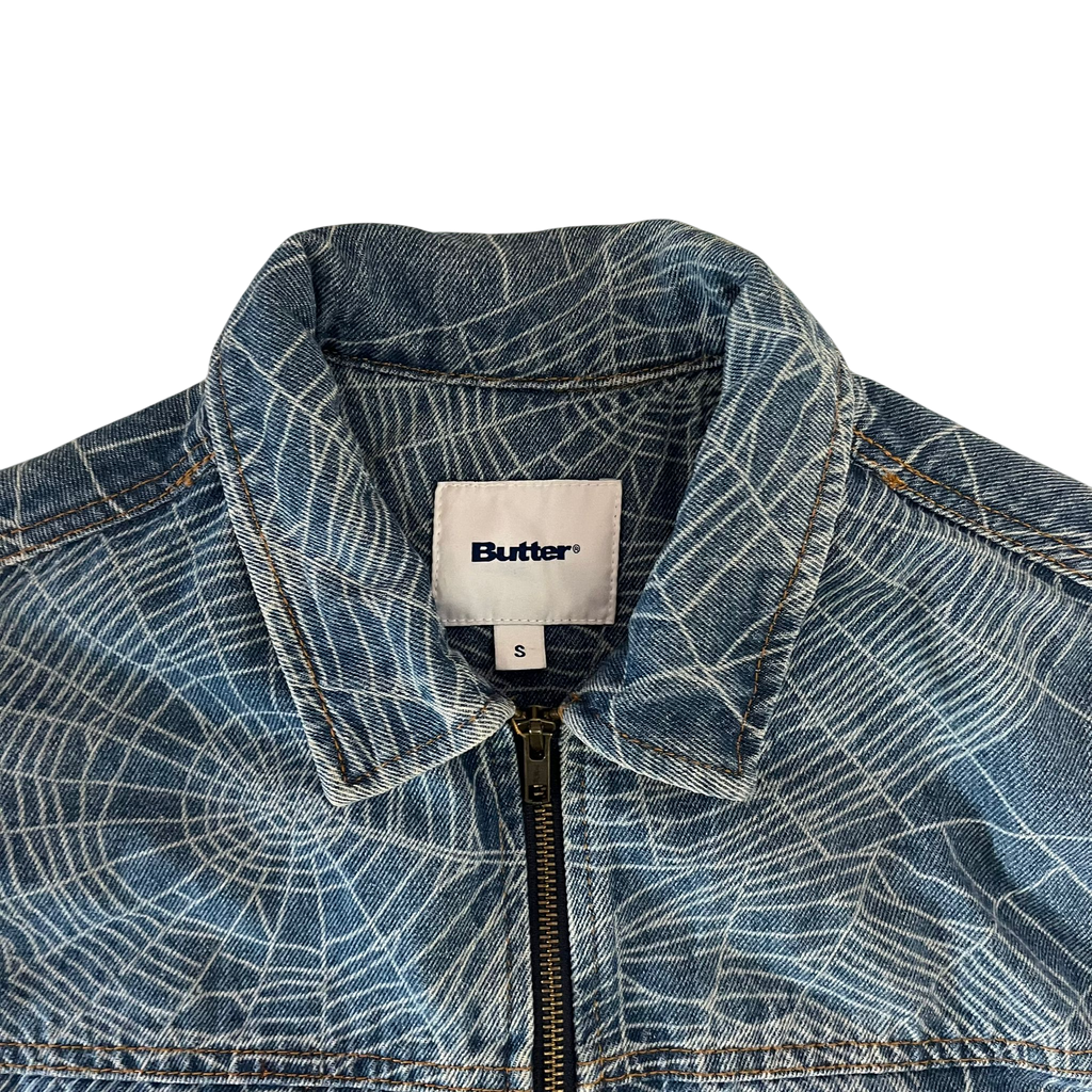 BUTTER GOODS SPIDERWEB DENIM JACKET (S)
