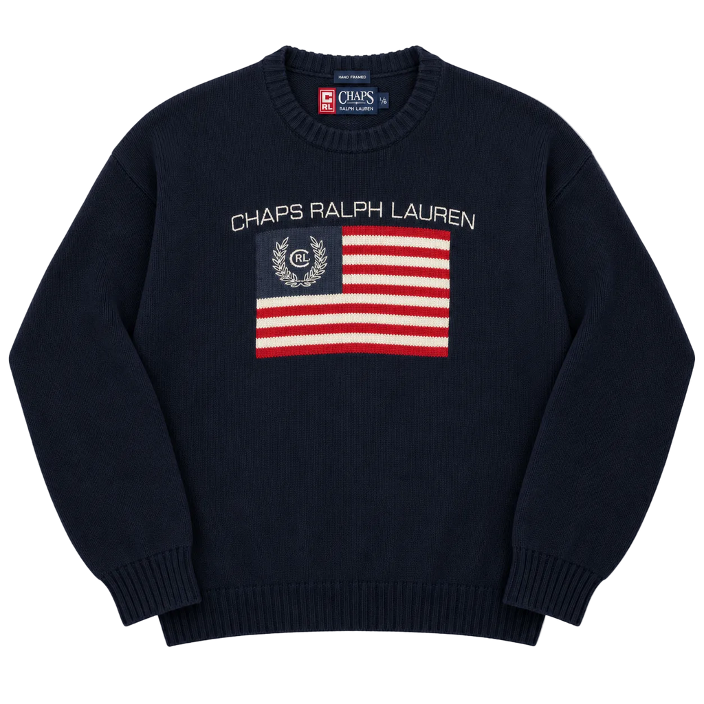 CHAPS RALPH LAUREN USA FLAG KNIT SWEATER (XL)