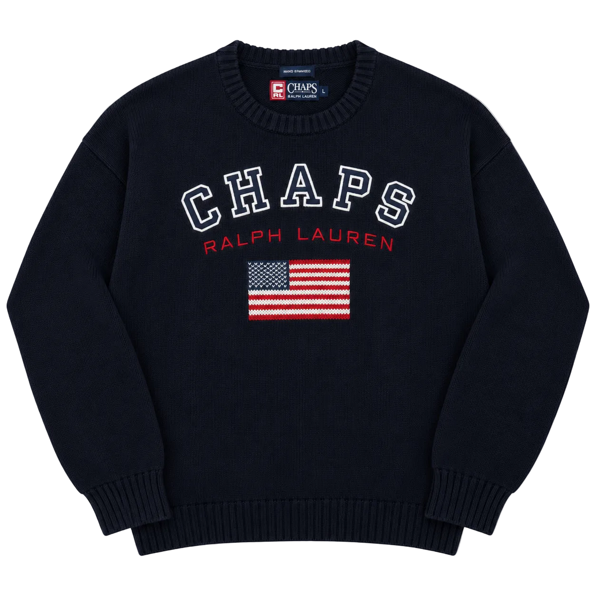 CHAPS RALPH LAUREN USA FLAG KNIT SWEATER (L)