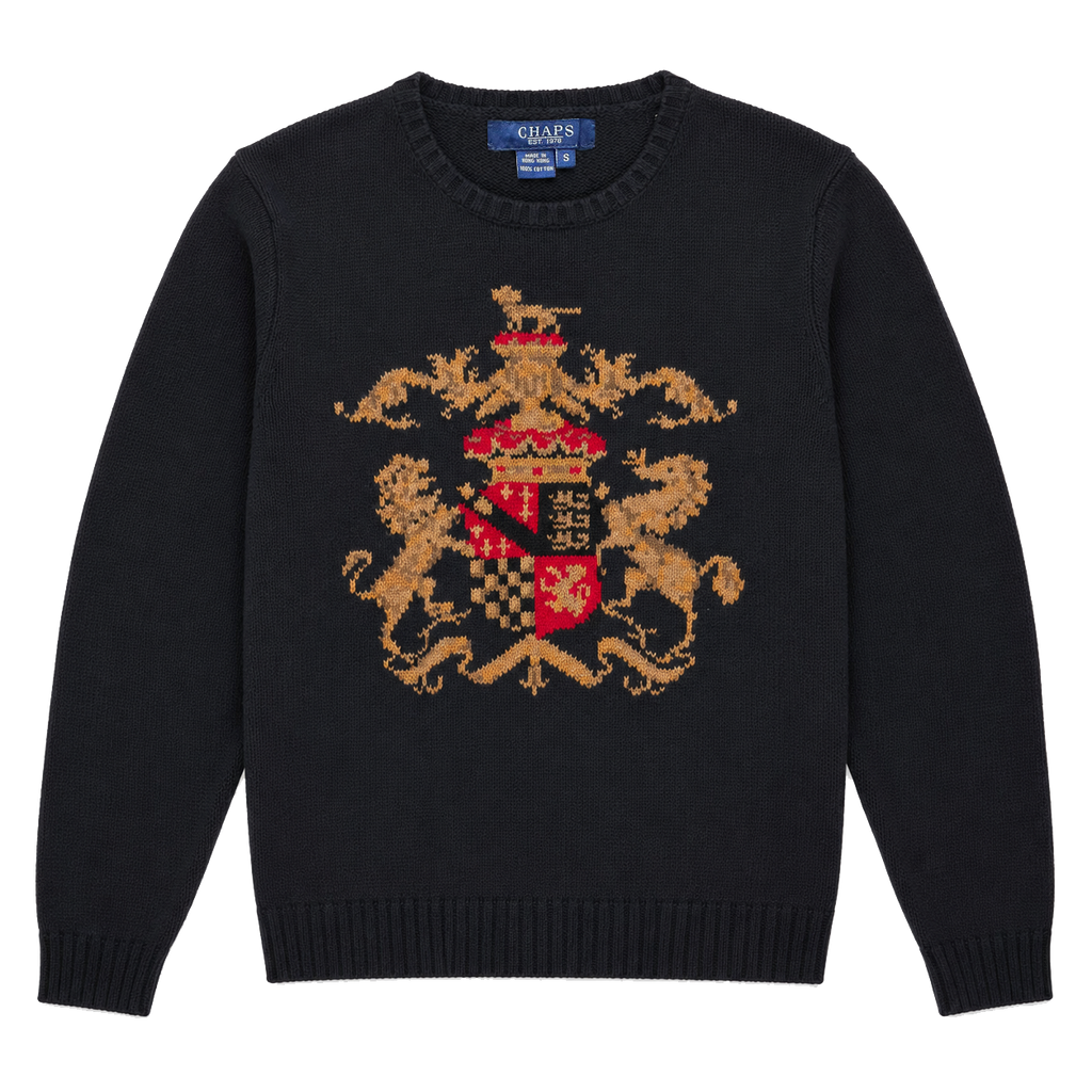 CHAPS LION CREST KNIT SWEATER (S)