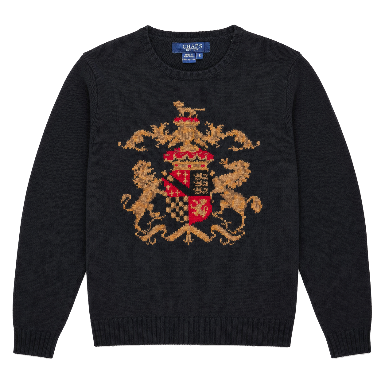 CHAPS LION CREST KNIT SWEATER (S)