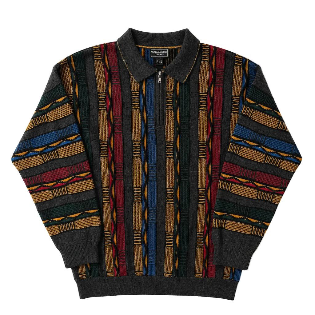 COOGI STYLE KNIT QUARTER ZIP SWEATER (XL)
