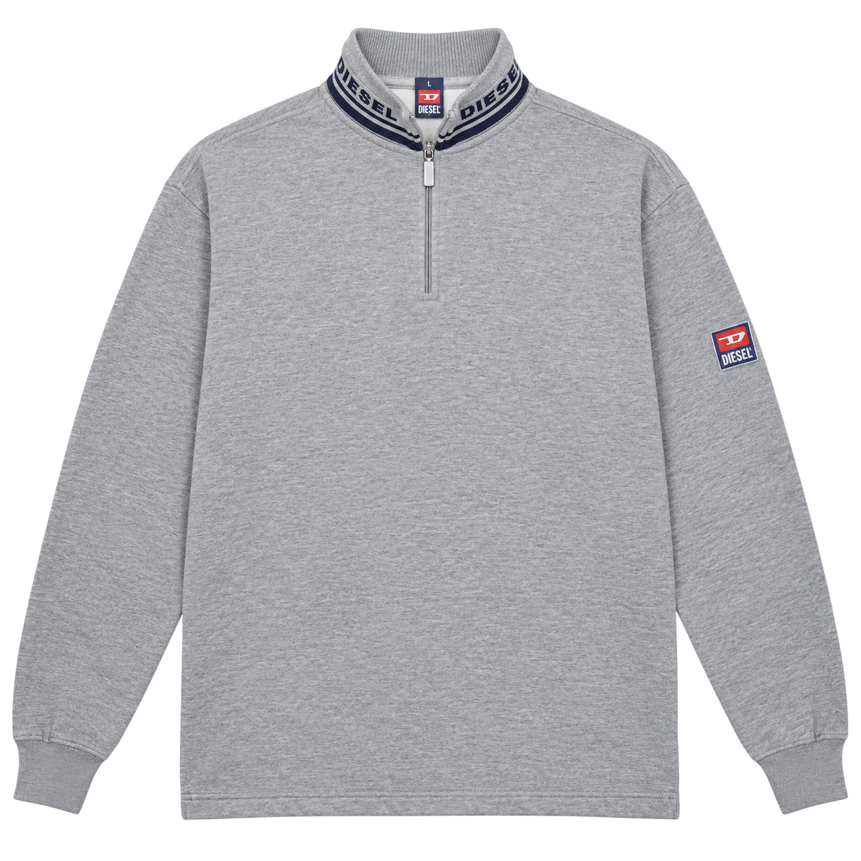 DIESEL LOGO COLLAR QUARTER ZIP SWEATER (L)