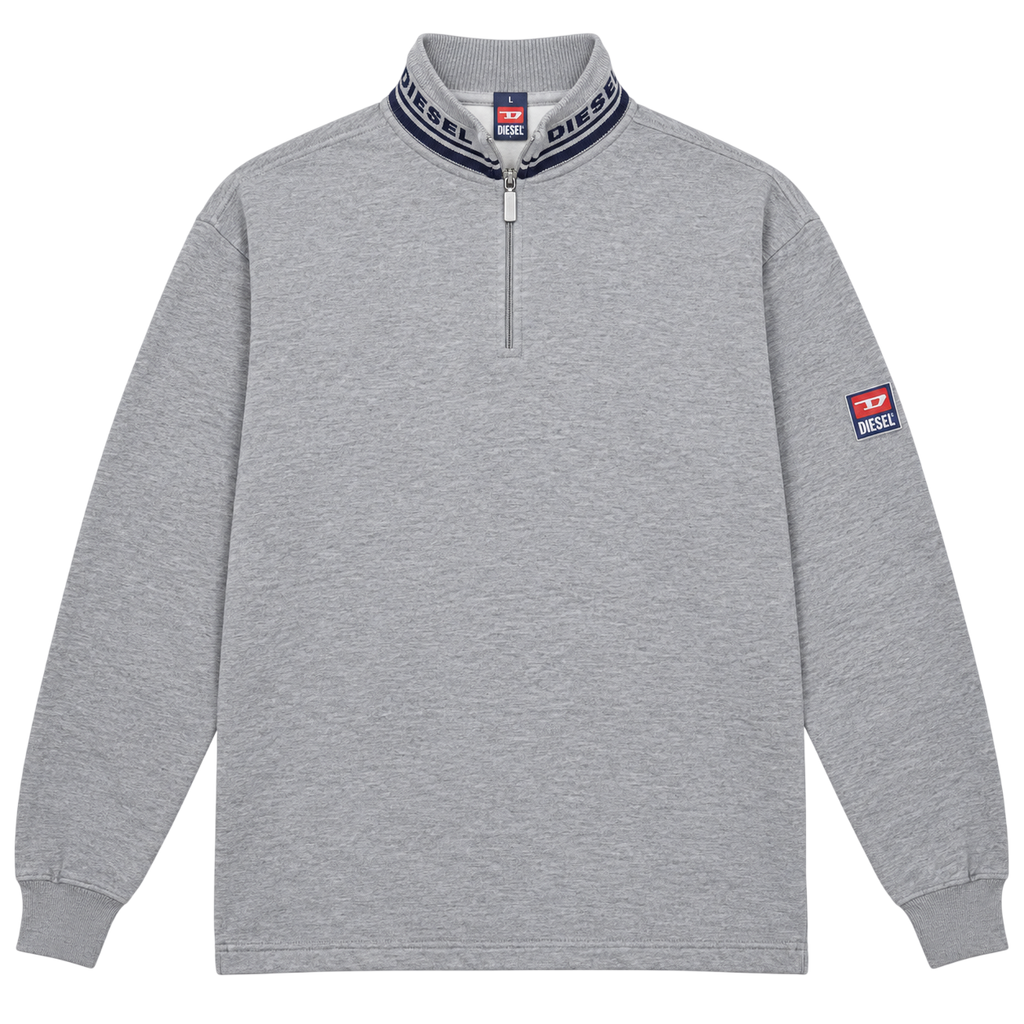DIESEL LOGO COLLAR QUARTER ZIP SWEATER (L)