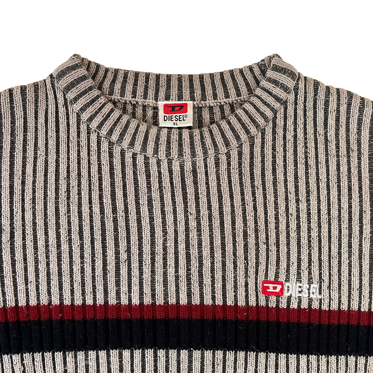 DIESEL STRIPED KNITTED SWEATER (XL)