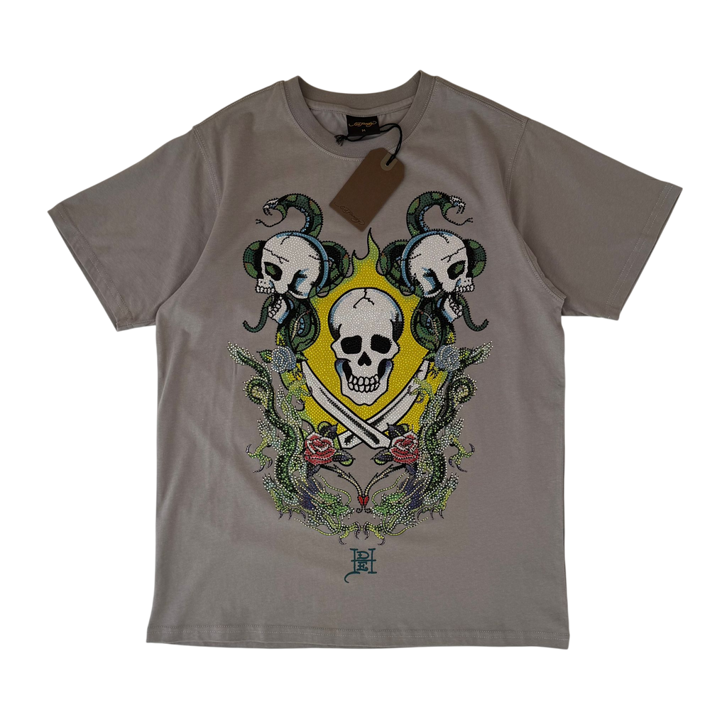 ED HARDY SKULL AND DRAG BATTLE DIAMOND TEE (M)
