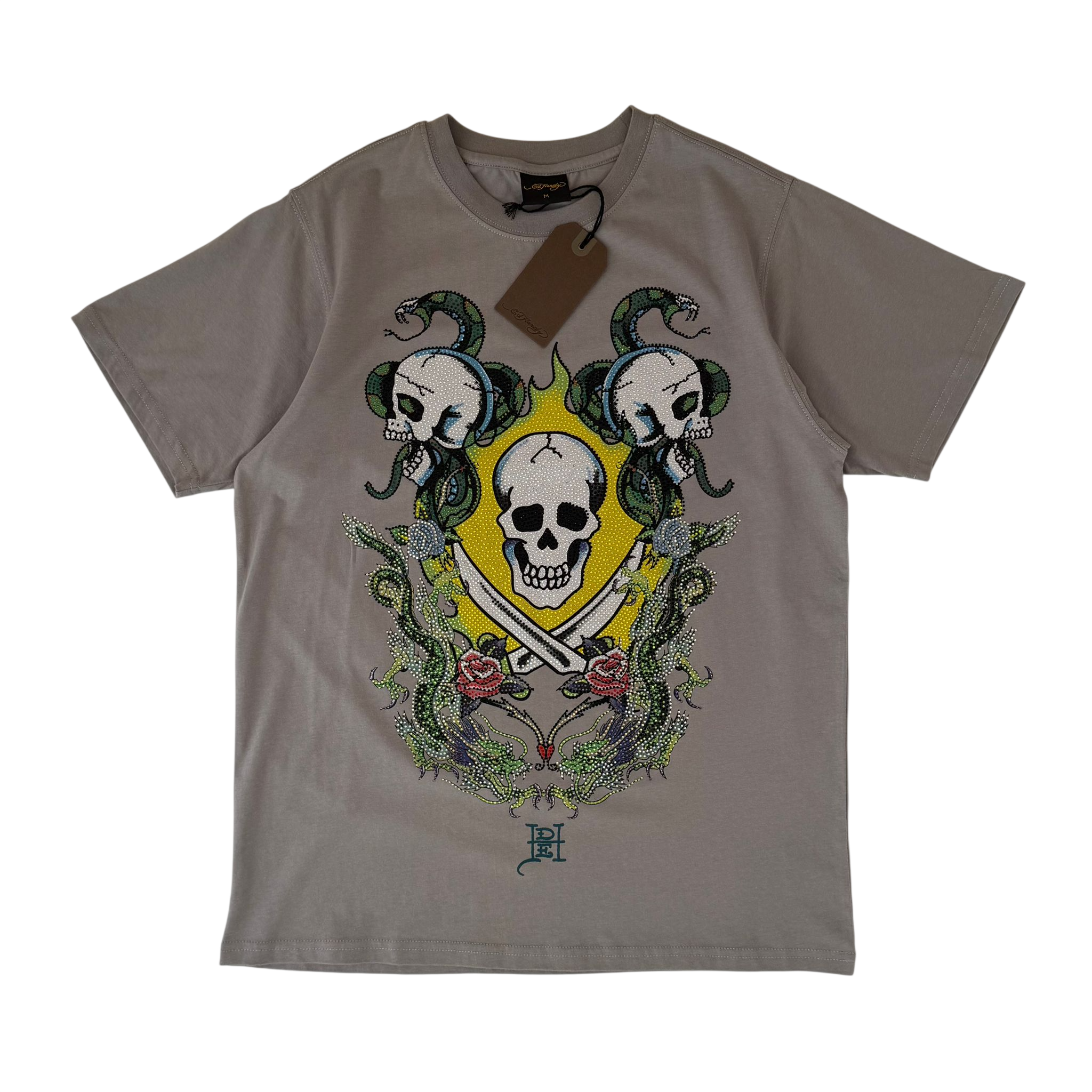 ED HARDY SKULL AND DRAG BATTLE DIAMOND TEE (M)
