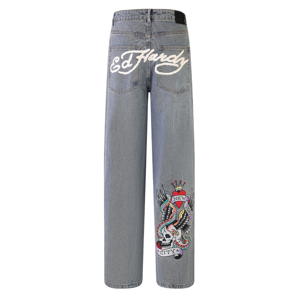 ED HARDY NYC SKULL XXTRA DENIM JEANS (XL)