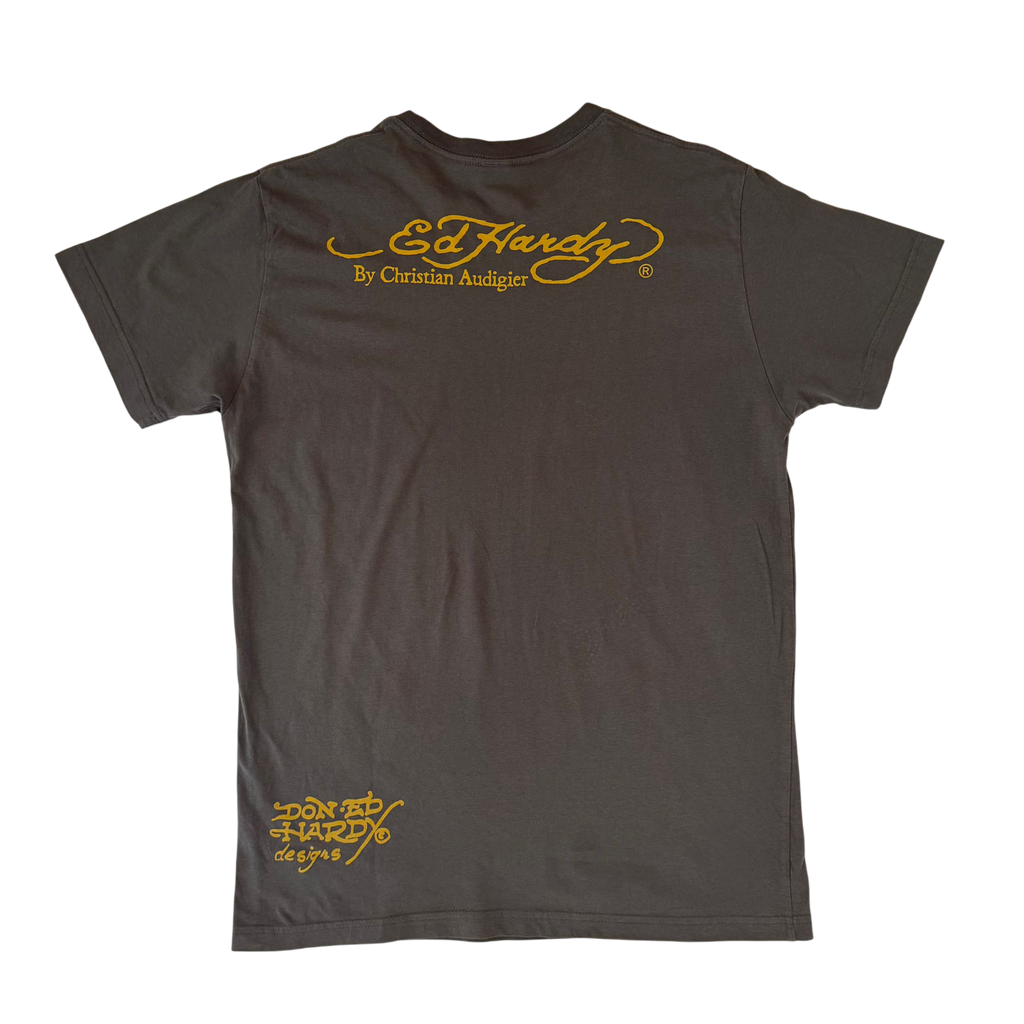 ED HARDY SKULL GLOBE GRAPHIC TEE (M)
