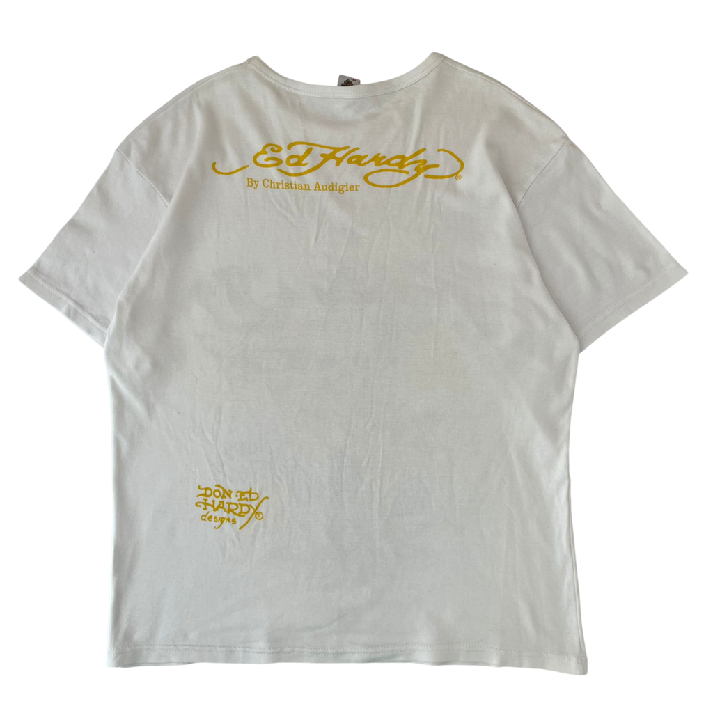 ED HARDY RHINESTONE SKULL CROSS TEE (XL)