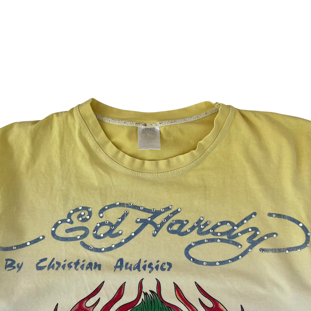 ED HARDY RHINESTONE SKULL BIKER TEE (M)