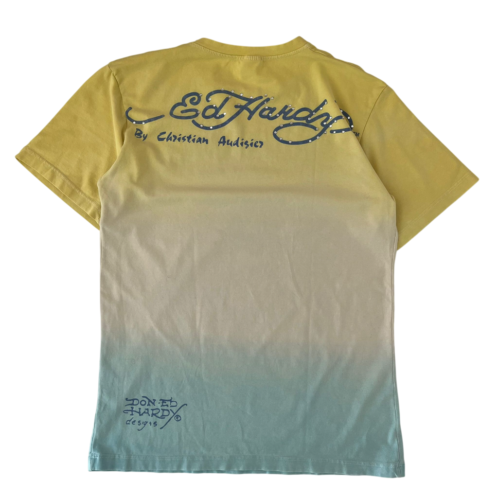 ED HARDY RHINESTONE SKULL BIKER TEE (M)