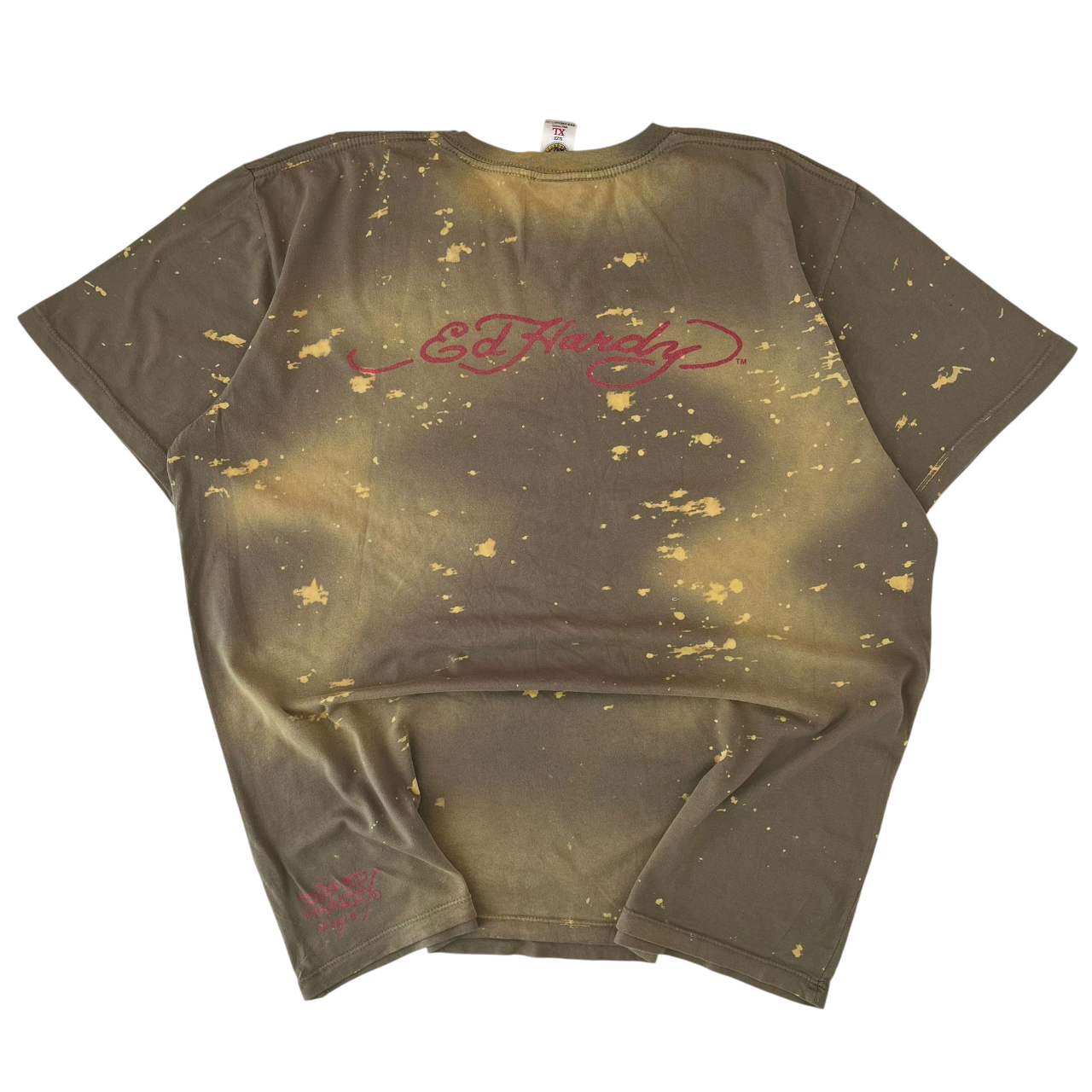 ED HARDY ROSE DAGGER DISTRESSED WASH TEE (XL)