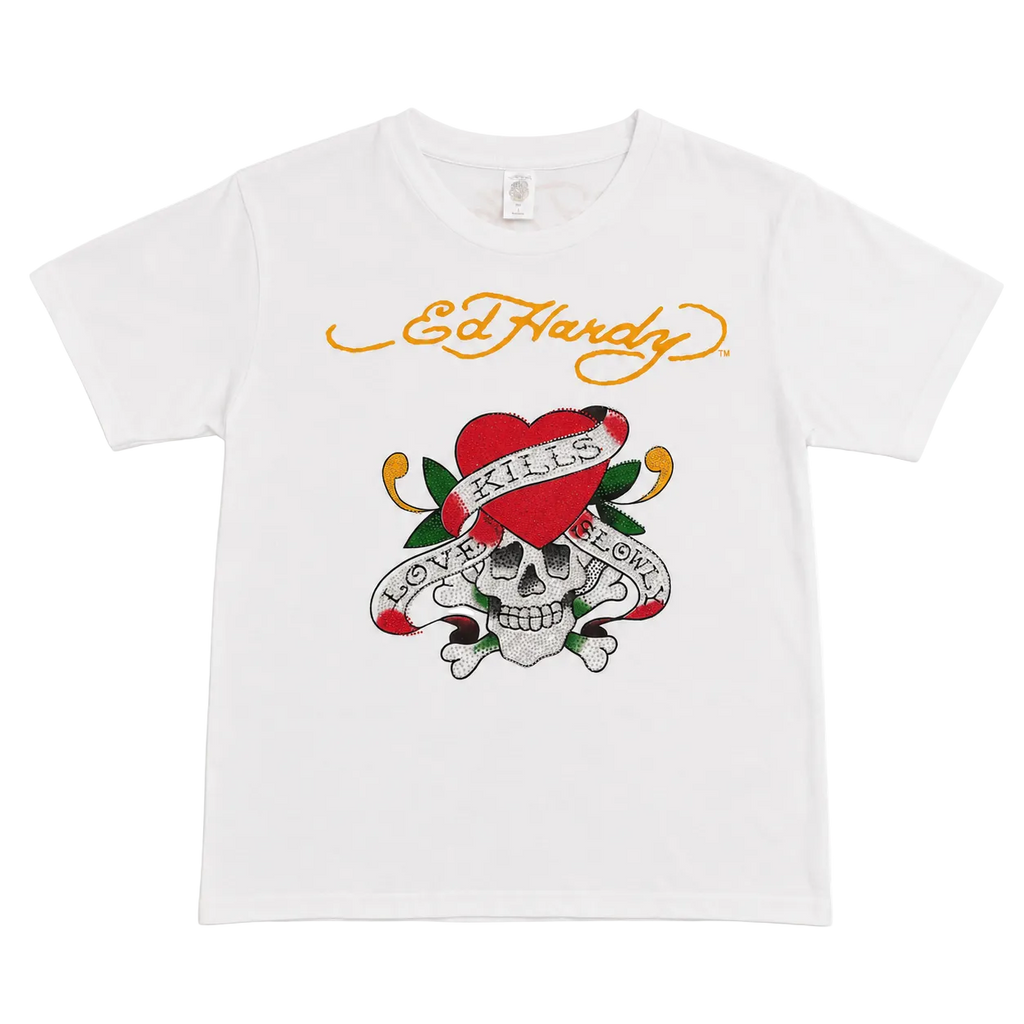 ED HARDY RHINESTONE LOVE KILLS SLOWLY TEE (L)