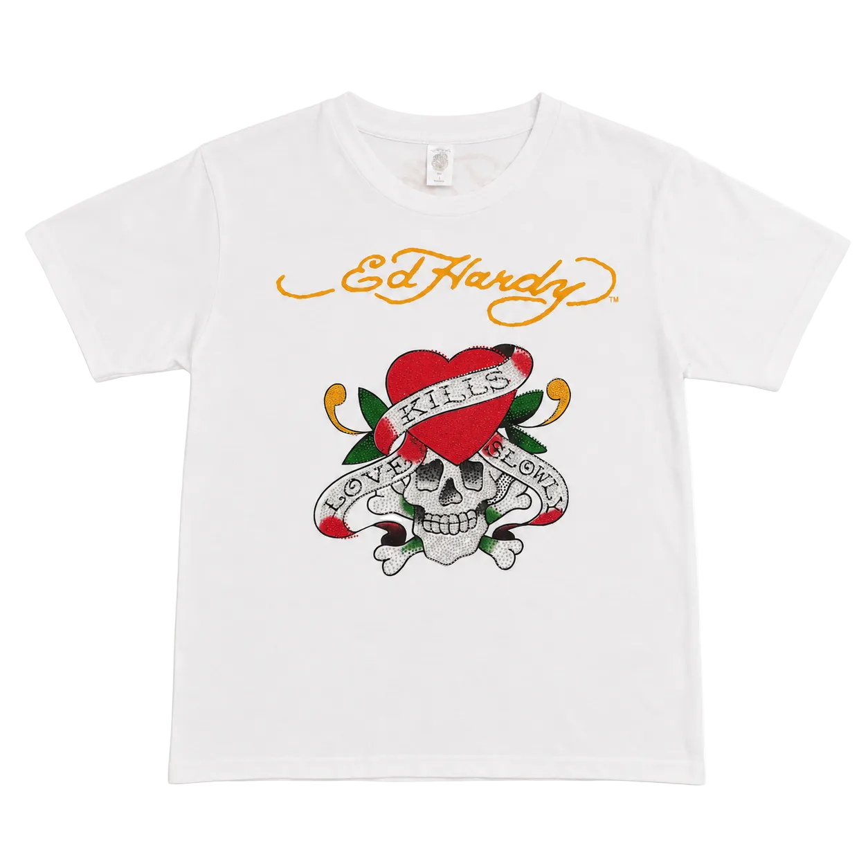 ED HARDY RHINESTONE LOVE KILLS SLOWLY TEE (L)
