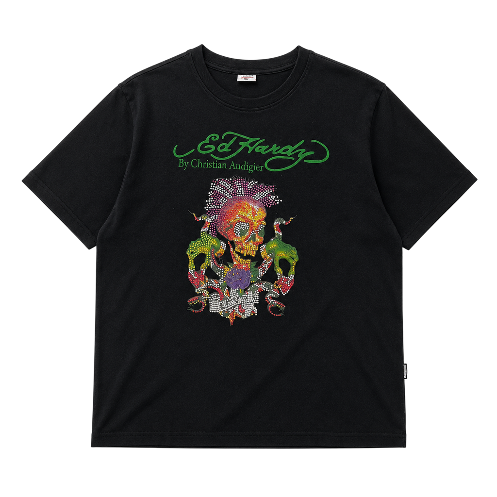 ED HARDY SKULL RHINESTONE TEE (XL)