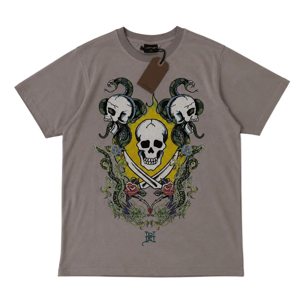 ED HARDY SKULL AND DRAG BATTLE DIAMOND TEE (M)
