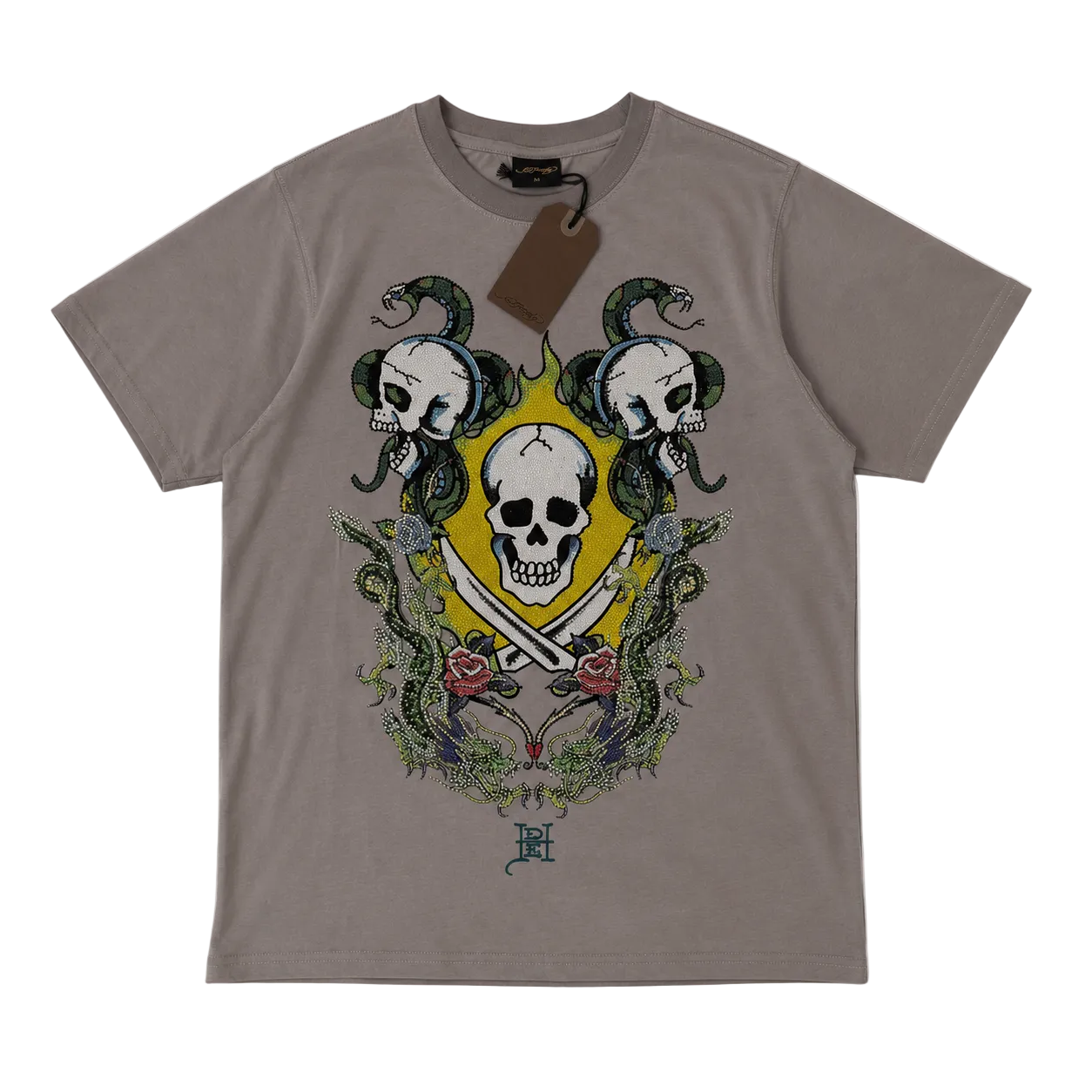 ED HARDY SKULL AND DRAG BATTLE DIAMOND TEE (M)