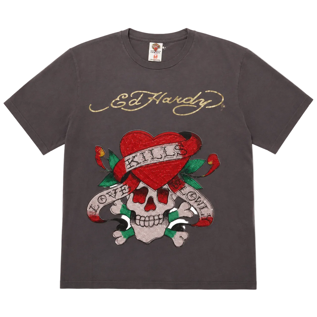 ED HARDY RHINESTONE LOVE KILLS SLOWLY TEE (M)