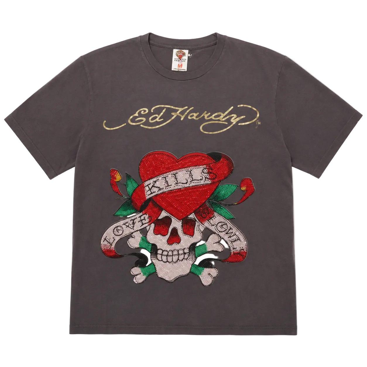 ED HARDY RHINESTONE LOVE KILLS SLOWLY TEE (M)