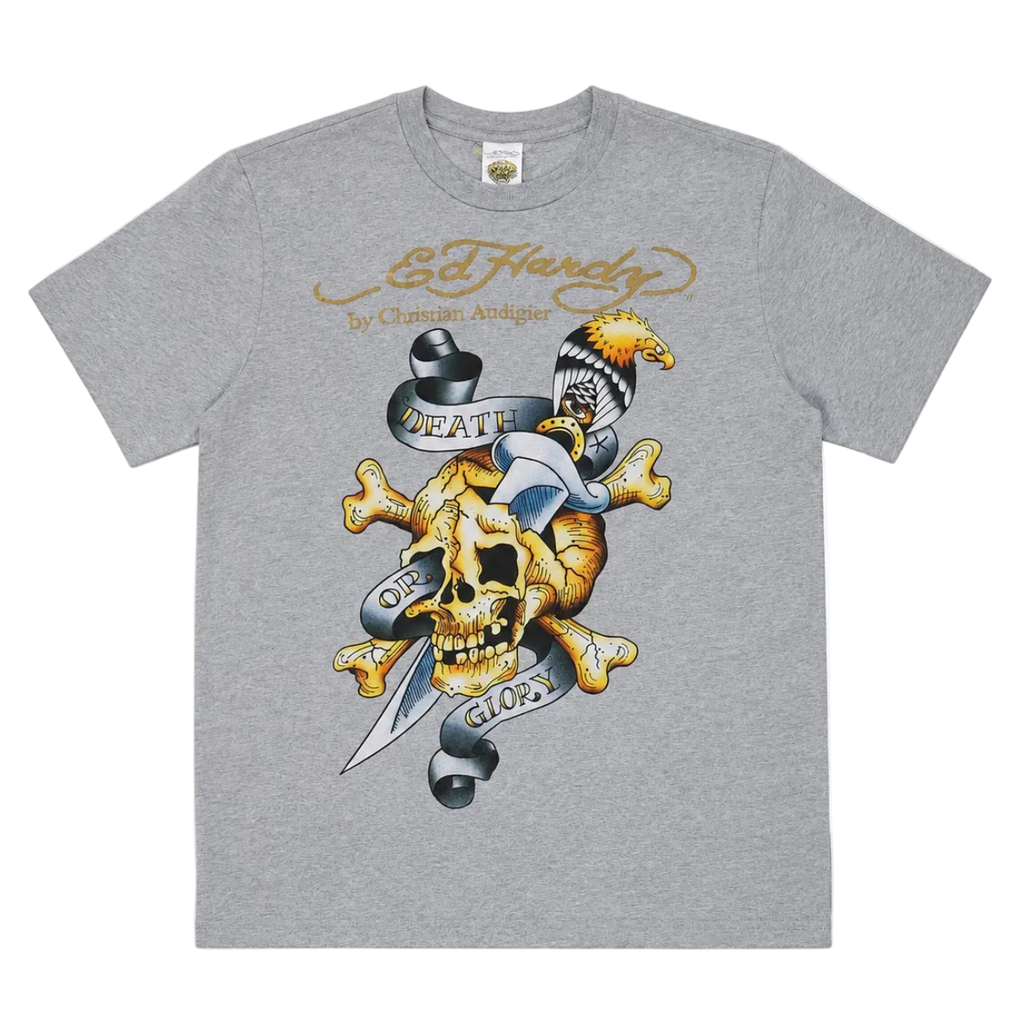ED HARDY DEATH OR GLORY SKULL GRAPHIC TEE (XL)