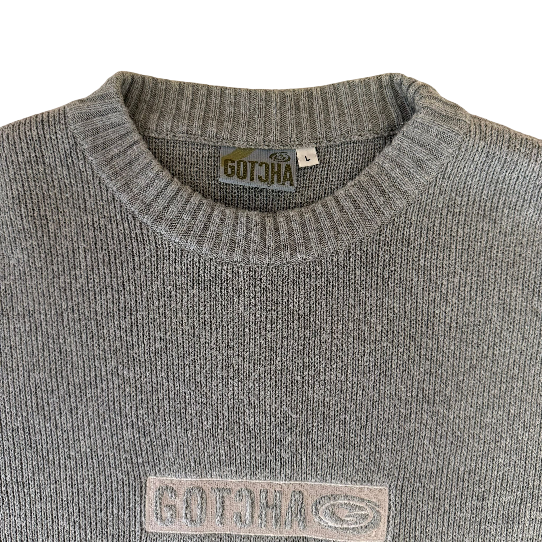 GOTCHA EMBROIDERED LOGO KNIT SWEATER (L)