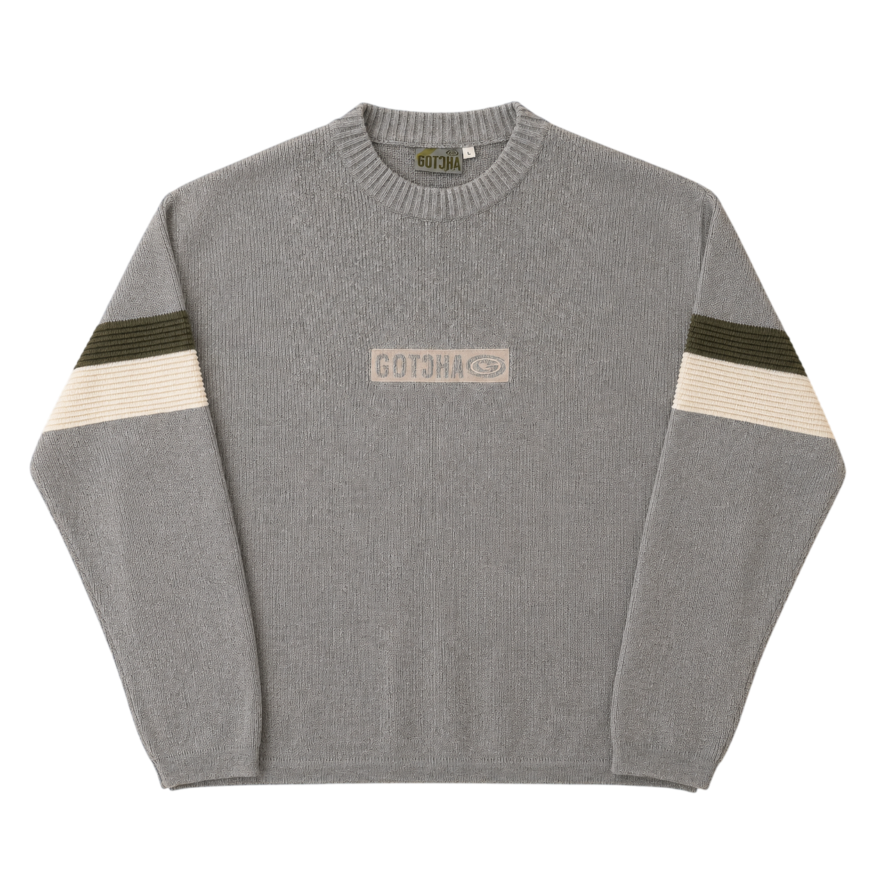 GOTCHA EMBROIDERED LOGO KNIT SWEATER (L)