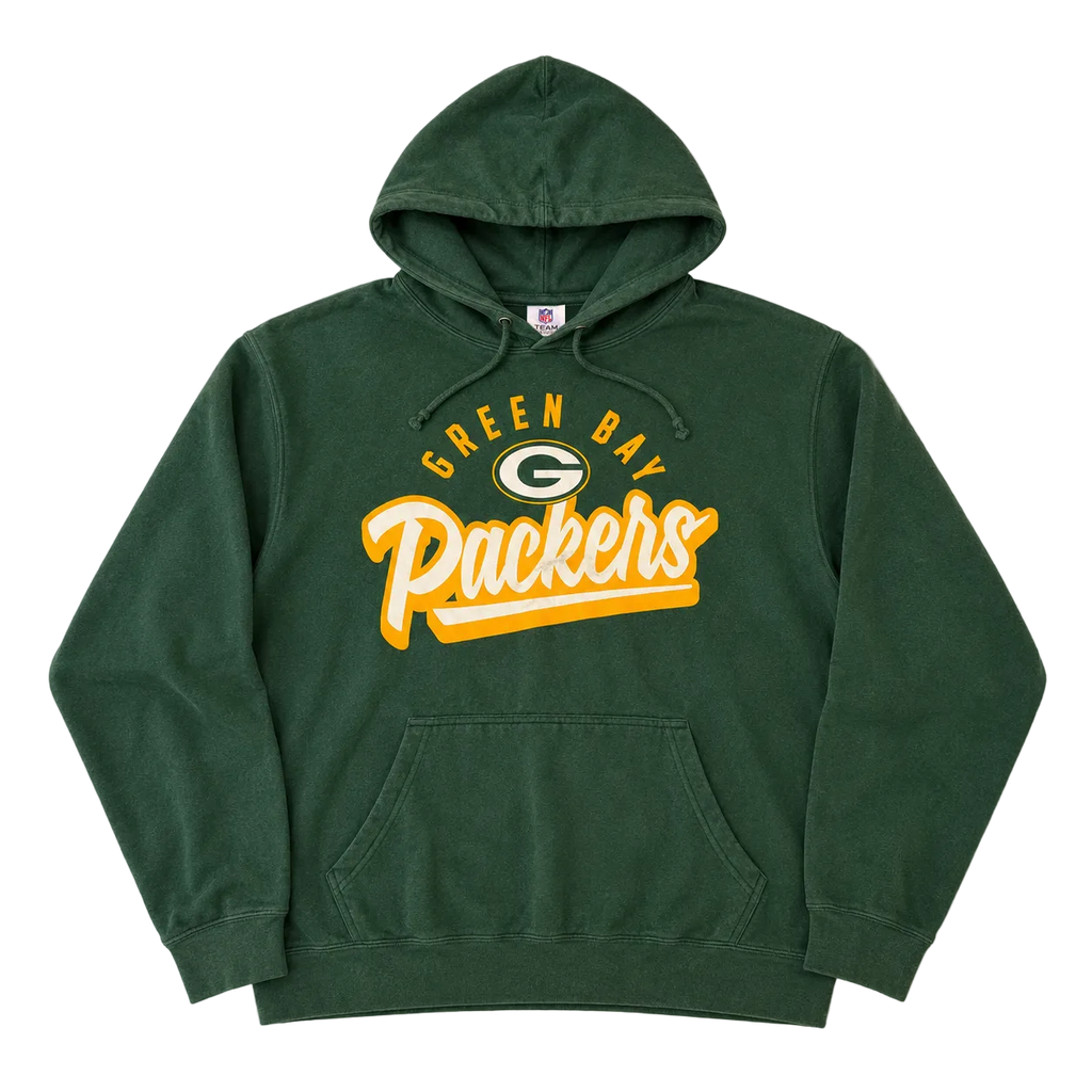 GREEN BAY PACKERS NFL SPELL OUT GRAPHIC HOODIE (L)