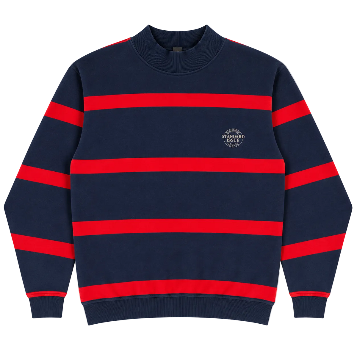 STANDARD ISSUE STRIPED MOCK NECK SWEATER (XL)