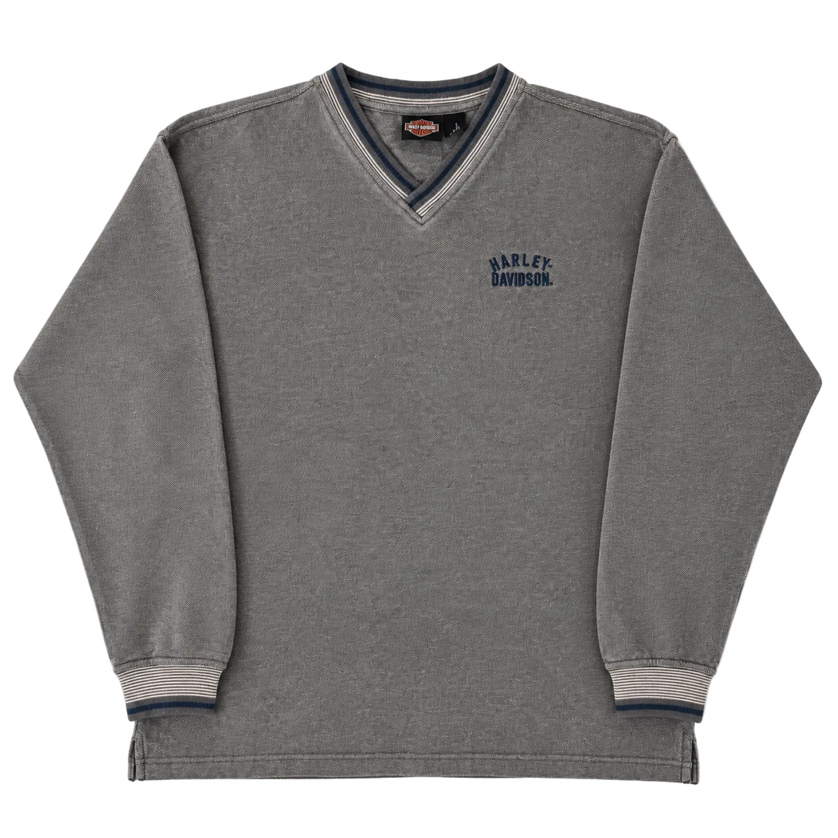 HARLEY DAVIDSON WASHED V-NECK LOGO SWEATER (L)