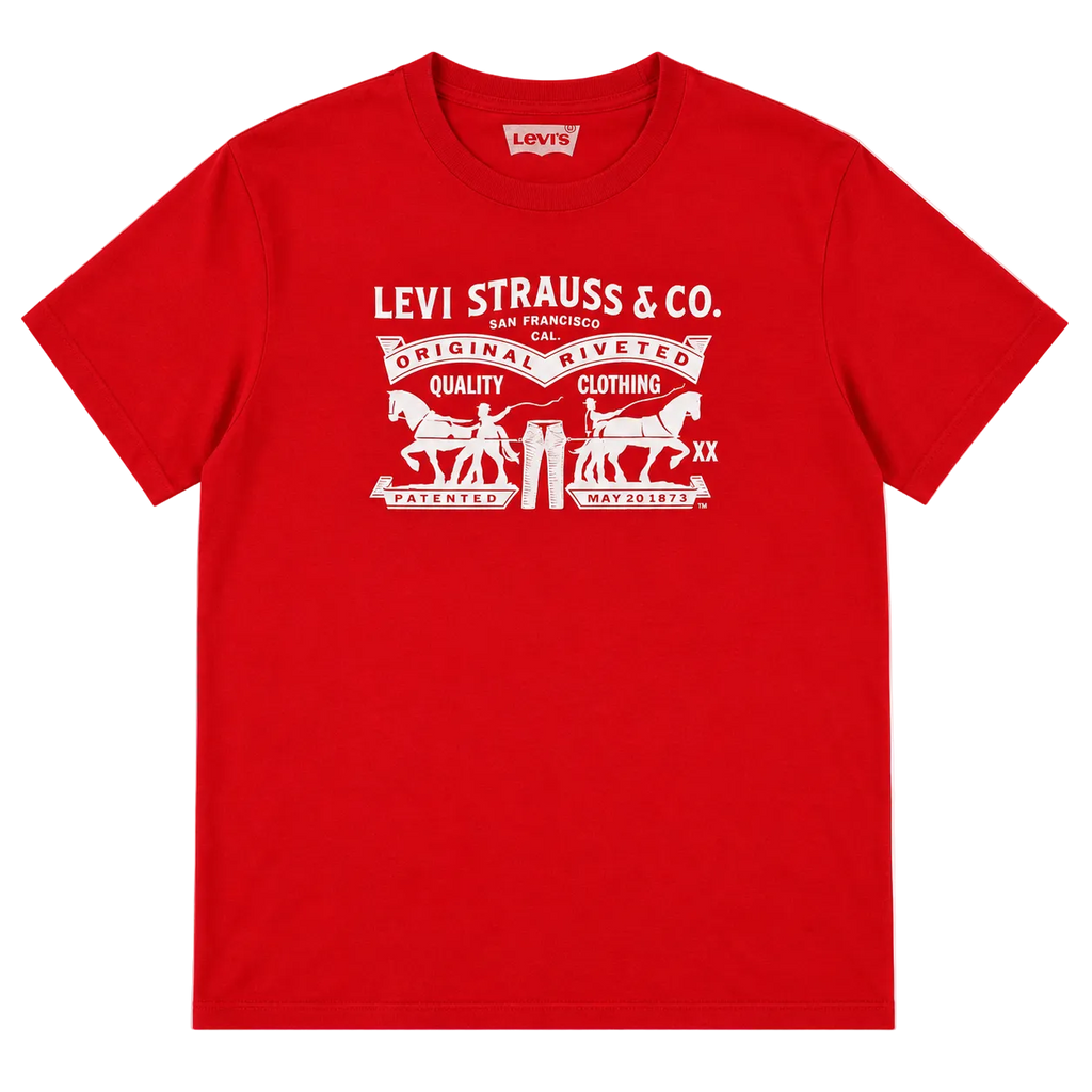LEVI'S TWO HORSE GRAPHIC RED TEE (M)