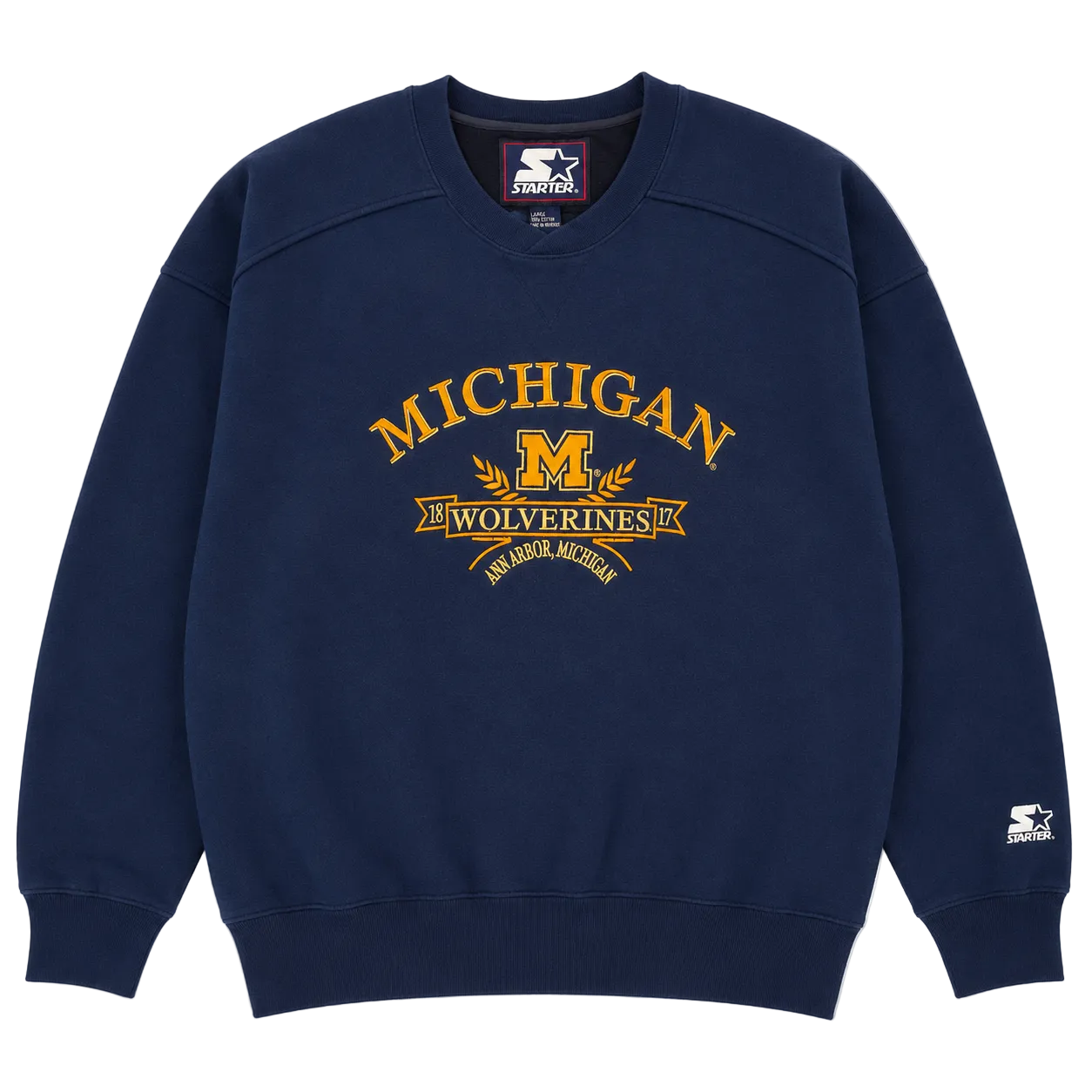 MICHIGAN WOLVERINES EMBROIDERD LOGO SWEATER (XL)