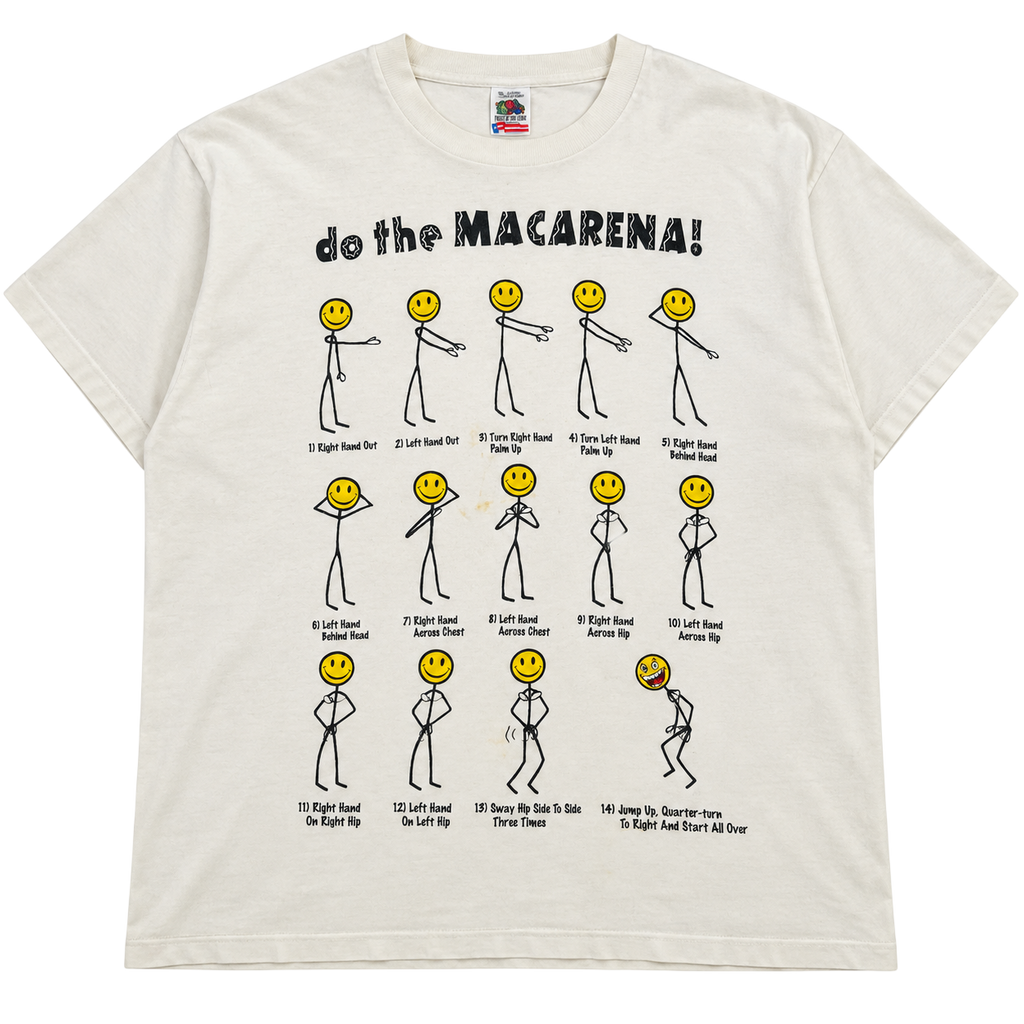 90S DO THE MACARENA SMILEY FACE GRAPHIC TEE (XL)